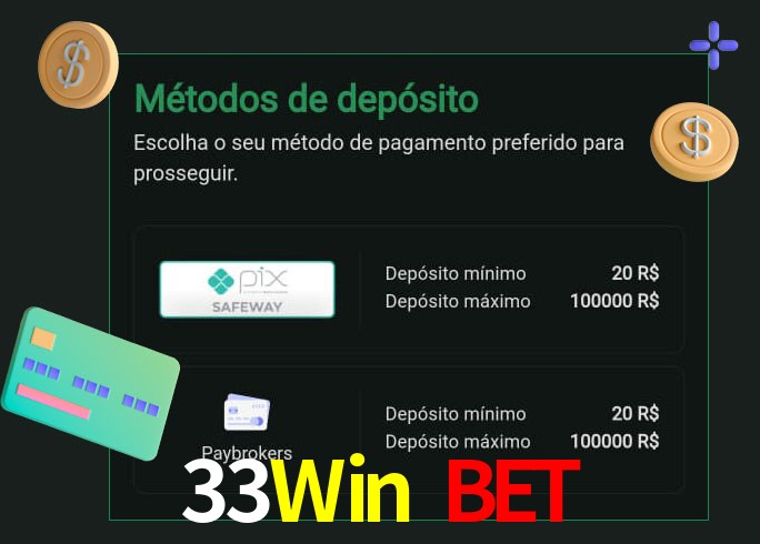 O cassino 33Win Bet oferece uma grande variedade de métodos de pagamento